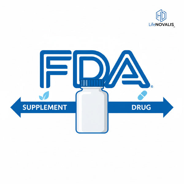 Yollgene NMN 18000 FDA supplement vs drug debate illustration