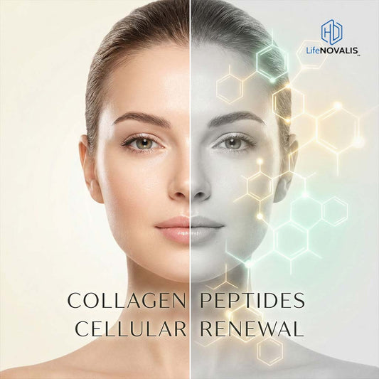 collagen peptides featured image showing skin vitality and molecular structure
