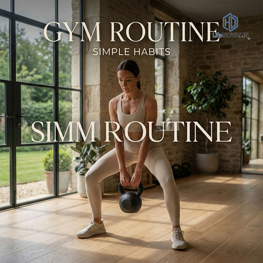 sustainable gym routine featured image with a person exercising in a modern space