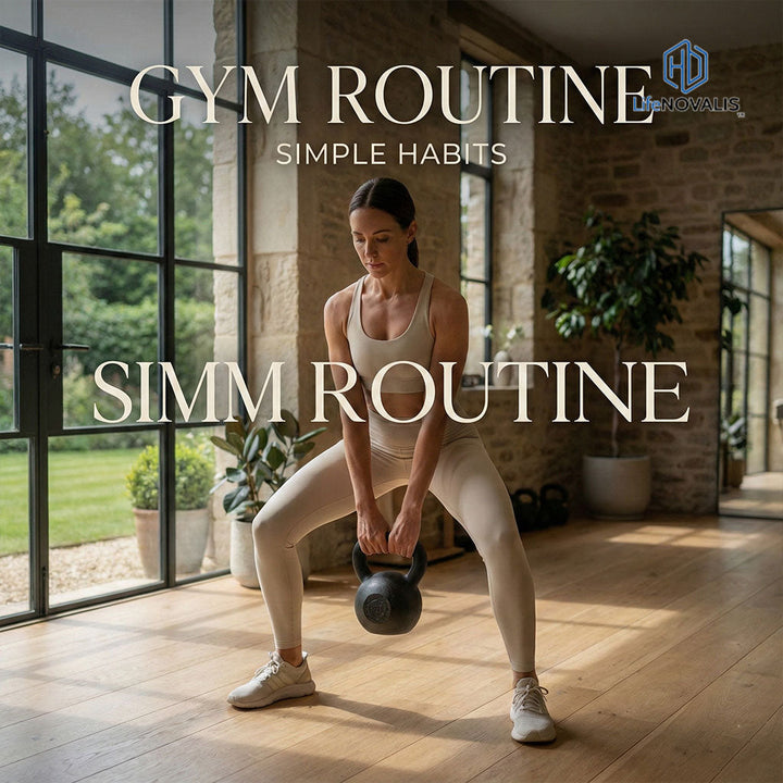 sustainable gym routine featured image with a person exercising in a modern space