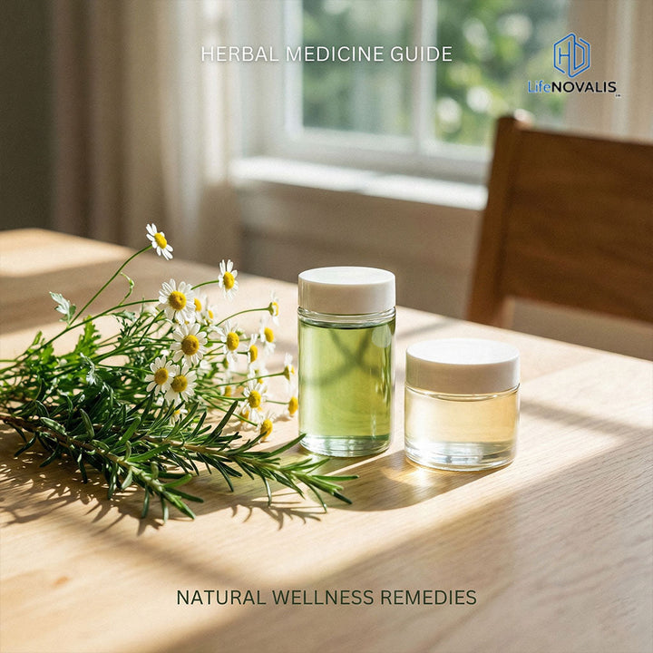 herbal medicine guide featured image with botanical elements and modern apothecary style
