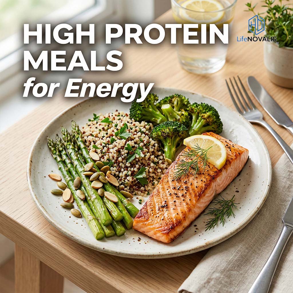 high protein meals balanced plate for sustainable energy